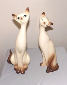 Estatuas de gato siamés cerámica años 60 kitsch hechas en Japón - Imagen 1 de 5