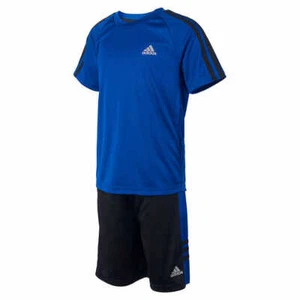Adidas Boys Youth 2-piece Short Set - BLUE Size 5 - Picture 1 of 6