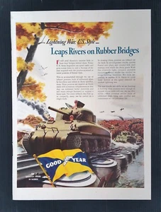 Neumático de Año Nuevo 1942 Segunda Guerra Mundial puentes cisterna de goma página completa anuncio a color - Imagen 1 de 1