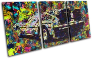 Delorean Vintage Movie Pop BTTF Cars TREBLE CANVAS WALL ART Picture Print - Picture 1 of 1