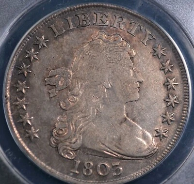 1803 BUSTO DRAPEADO DÓLAR ANACS MUY FINO 35 GRANDE 3 BB-255 B-6 MUY BRILLANTE  Foto 1 de 4