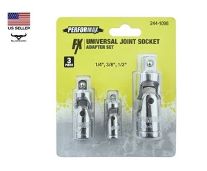 Impact Universal Gelenk Dreh Steckschlüssel 3 Stück Adapter Antrieb Set 1/4", 3/8" & 1/2" - Bild 1 von 6