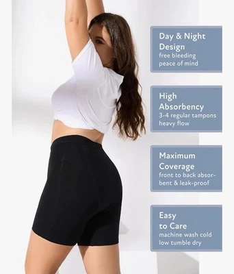 Pantalones Cortos Goat Union 4XL Negros para Niños Tiro Alto Flujo Pesado Período Bragas 5” Bambú Nuevos Foto 1 de 4