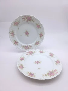 Vintage Set of 2 Elite Limoges France Pink Purple Flowers Plate - Picture 1 of 11