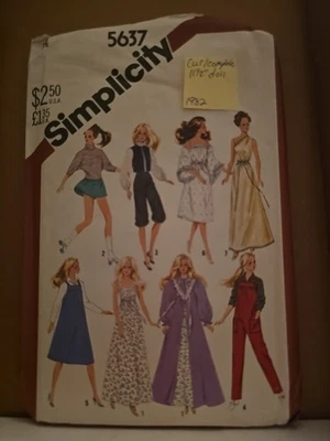 Vtg Simplicity 5637 Wardrobe Pattern 11 1/2” Dolls Barbie Brooke Cut & Complete  - Image 1 of 2