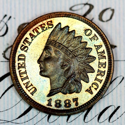 * 1887 CAMEO * PRISTINE++ GEM PROOF INDIAN HEAD PENNY * FROM ORIGINAL COLLECTION - Image 1 of 3