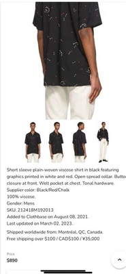 Camisa de manga corta de viscosa Saint Laurent para hombre. 41/16 $890 Foto 1 de 4