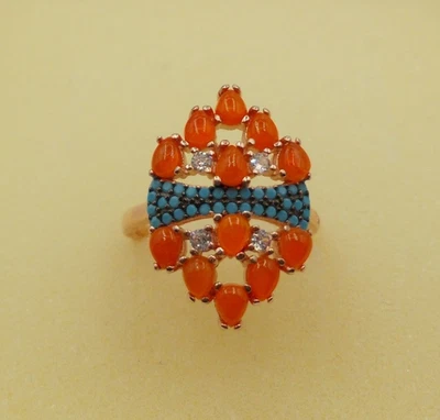 Opal - Ring,  Sterlingsilber 925,   Größe  57/18,1  rose vergoldet - Bild 1 von 4