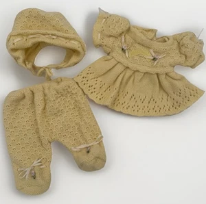 Vintage 1985 Cabbage Patch Kinder Frühchen Baby gelb Strickkleid Mütze Outfit 193 - Bild 1 von 16