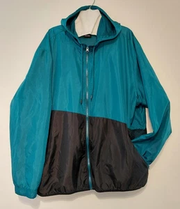 RUSSELL Hooded Men's Teal (Green) Black Windbreaker Zip Jacket Pockets 3XL 54-56 - Picture 1 of 10