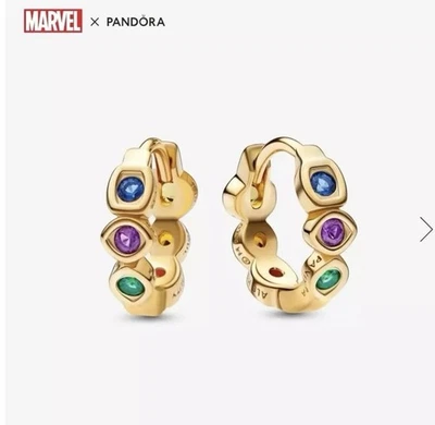 Pandora x Marvel The Avengers Infinity Stones Hoop Earrings New - Authentic - Image 1 of 3