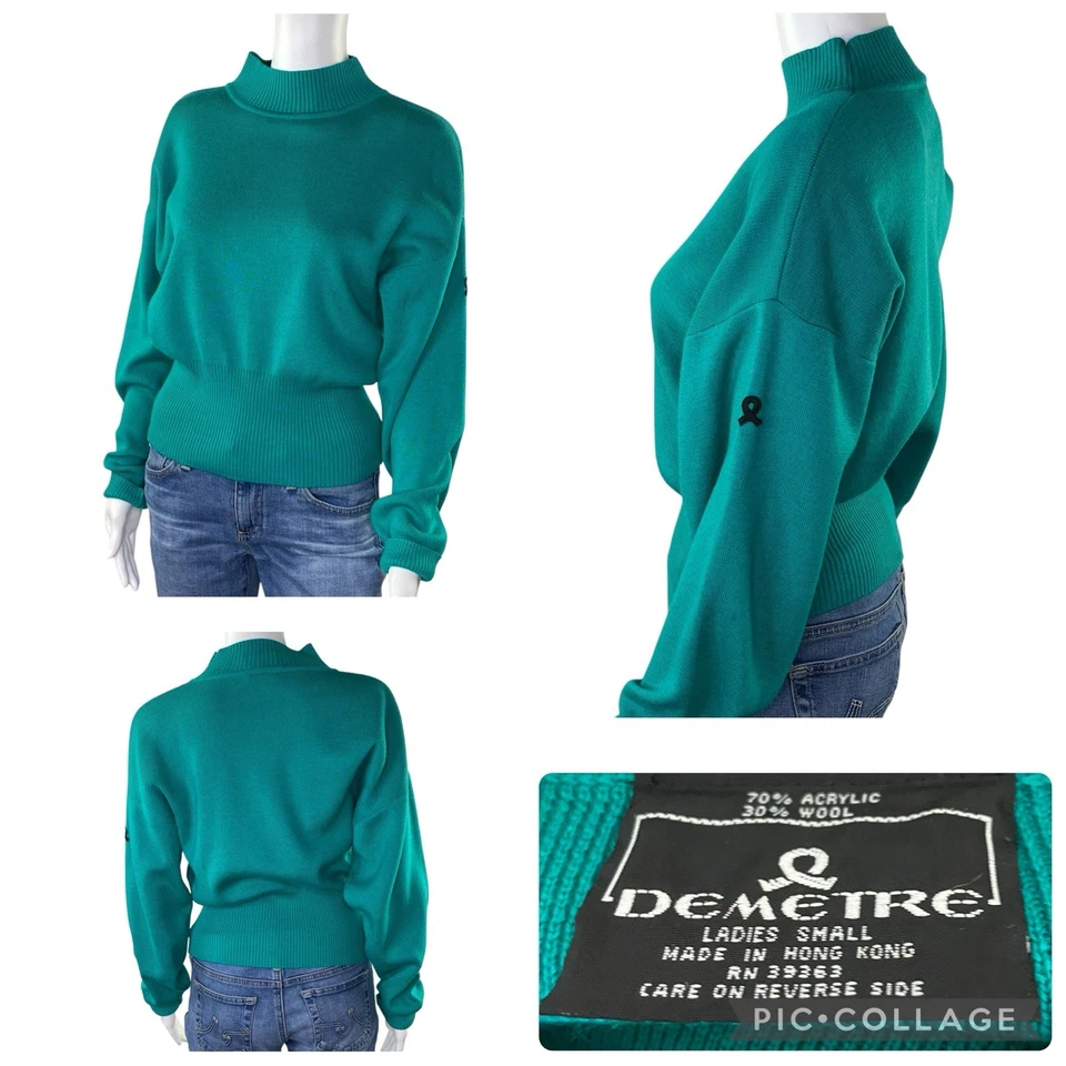 Suéter de esquí vintage DEMETRE mezcla de lana verde talla pequeña Foto 1 de 4