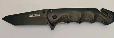 Tac Force Black Tactical Tanto Spring Assisted Blade Belt Cutter Ergo Grip - Image 1 of 4