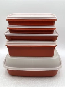 5 Stück Vintage Tupperware Paprika rot unbenutzt Vorrats- & Marinierbehälter - Bild 1 von 16