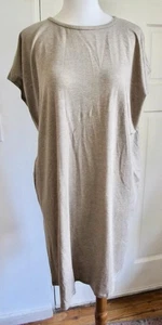 Eileen Fisher Sz L/G Tunic/Dress Tencel/Elastane Rounded Neck Light Brown - Picture 1 of 11