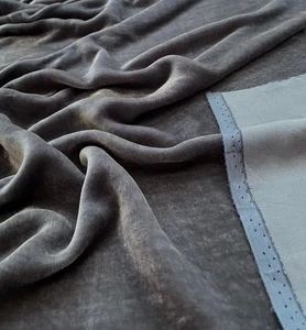 Gray Silk Velvet Fabric by the Yard, 1/2 Yard and 1/4 Yard, 45" Wide, V50 - Picture 1 of 4