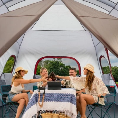 10 Person Red, White, And Gray Two Room Camping Tent - Image 1 of 4