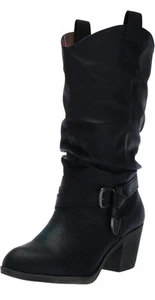 Rocket Dog Women's Sidestep Lewis Pu Mid Calf Boot 8.5, Black - Picture 1 of 5