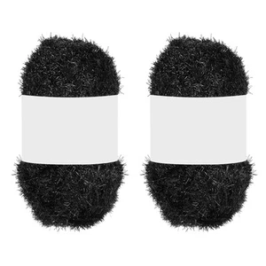 2 Skeins Scrubbie Yarn, Sparkle Yarn Polyester for Dishcloths, Black - Picture 1 of 6
