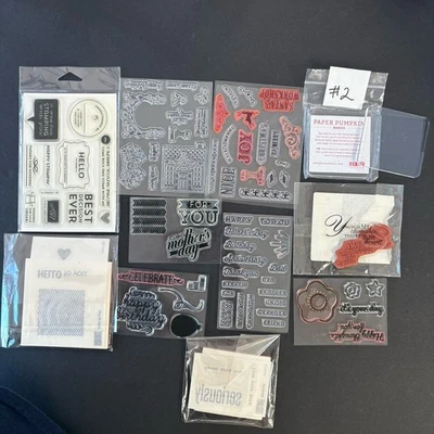 Stampin Up & Paper Pumpkin Stamps LOT #2 Acrylic Block Cling Clear Rubber Stamps - Image 1 of 4