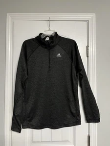 ADIDAS CLIMALITE FLEECE 1/4 Zip Athletic GOLF Pullover Shirt GRAY MEN M EUC - Picture 1 of 10