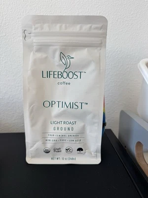 LIFEBOOST Light Roast Ground Coffee - Non-GMO Single Origin Low Acid Organic Light Roas...