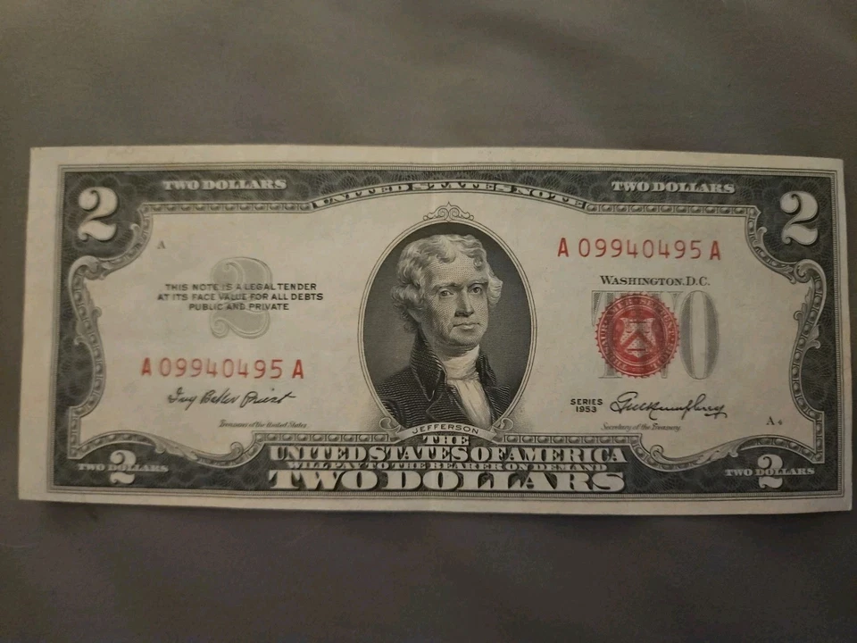 1953 A 2$ Two Dollar Note Red Seal Gem Uncirculated - Price Is For One Note - Image 1 of 2