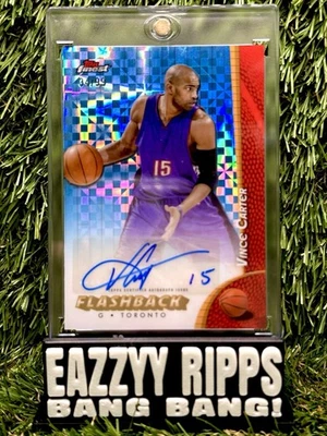 Vince Carter AUTO #/99 Flashback refractor azul 2024-25 Topps mejor autógrafo Foto 1 de 2