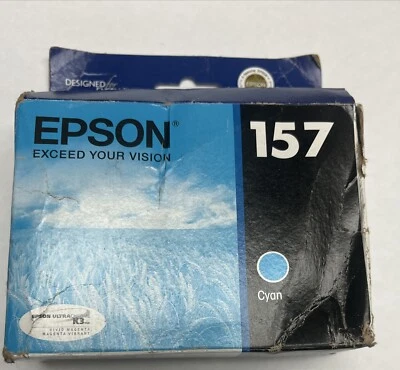 Epson Genuine 157 UltraChrome K3 Cyan Ink Cartridge (T157220) Exp 03/2020 - Image 1 of 3