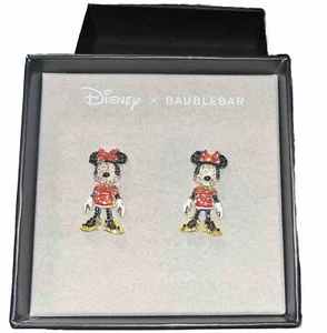 Disney x Baublebar Minnie Mouse Sparkly Stud Earrings Movable Head Body New - Picture 1 of 5
