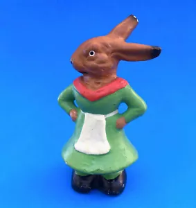 Contenedor de Caramelos Composición Alemana Figura Original Vintage Dama Conejo 4" Alto - Imagen 1 de 13