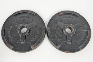 Pair of Weider 5lb Barbell Weight Plate Standard Easy Grip 1" Hole - Picture 1 of 8