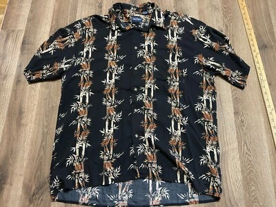 Puritan Shirt, Men's Large, Black Brown, Bamboo Leaves, Button Up Short Sleeve - Image 1 of 4