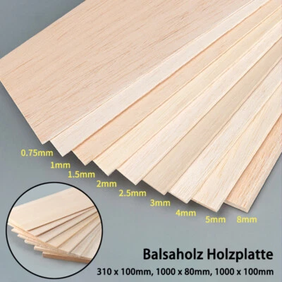 Balsaholz Holzplatte Dicke 0,75mm Bis 10mm Blätter Modell Bastel DIY 310x100mm - Bild 1 von 4