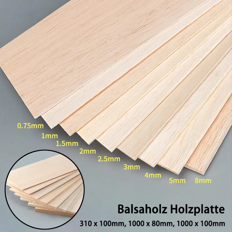 Balsaholz Holzplatte Dicke 0,75mm Bis 10mm Blätter Modell Bastel DIY 310x100mm - Bild 1 von 4