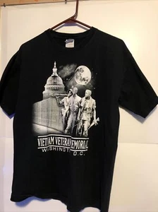 Camisa conmemorativa de los veteranos de Vietnam Washington DC talla mediana negra luz de luna - Imagen 1 de 8