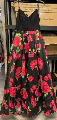 Vestido formal rosa/floral com bolsos! Formatura tamanho 11/12 em excelente estado usado? - Imagem 1 de 4