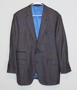 Sartoria Castangia 100% Kaschmir Karo Blazer Sport Mantel Bespoke Italy 52 US 42R - Bild 1 von 14
