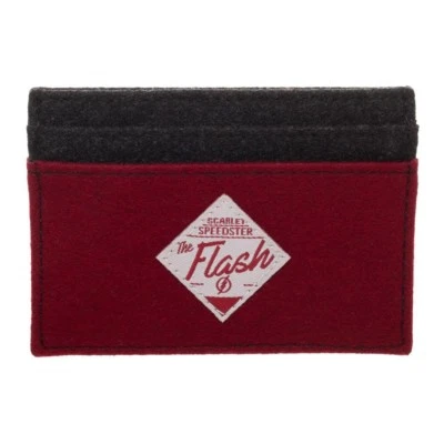 Front Pocket Slim Card Holder Wallet FLASH Scarlet Speedster DC Comics Felt  - Image 1 of 2