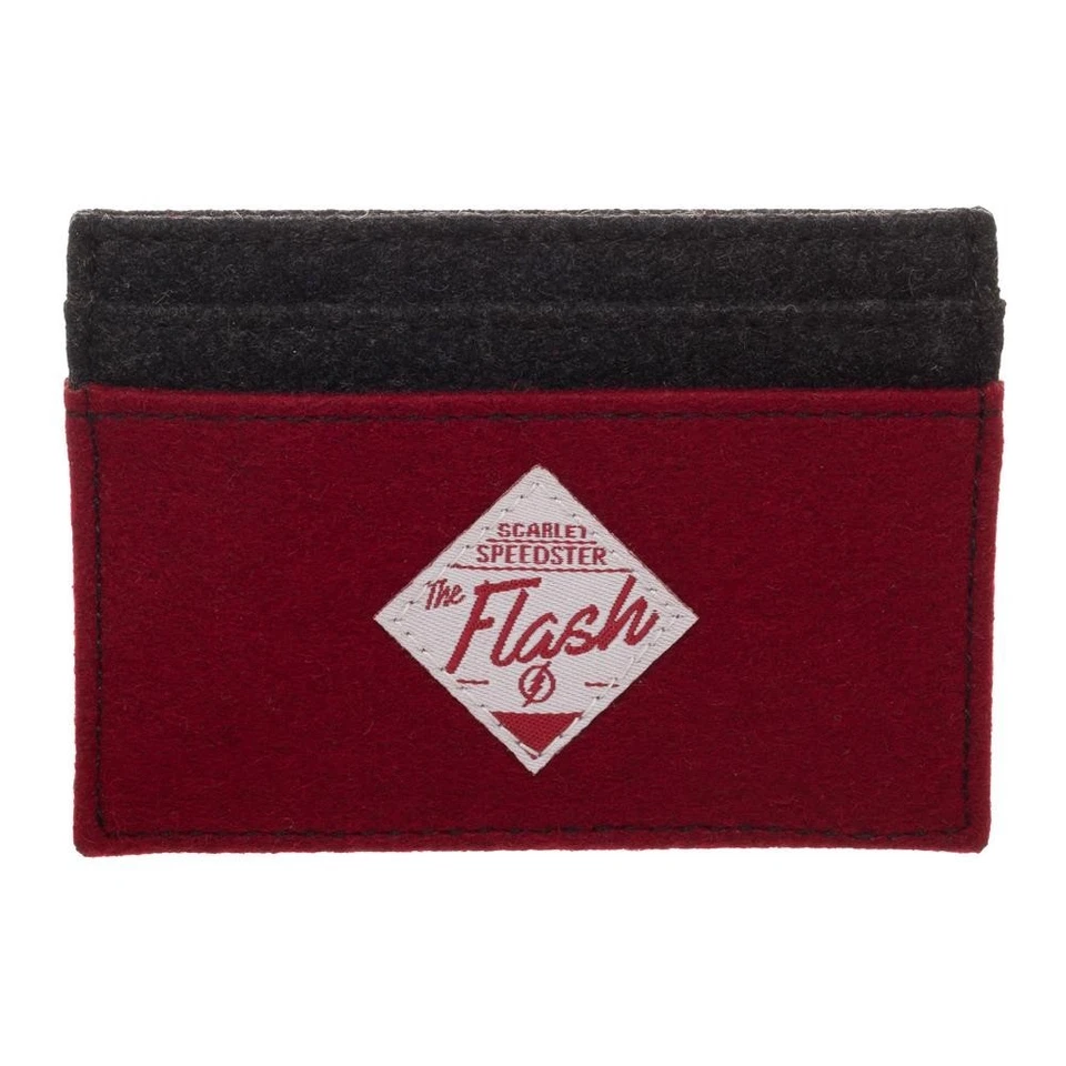 Front Pocket Slim Card Holder Wallet FLASH Scarlet Speedster DC Comics Felt  - Image 1 of 2