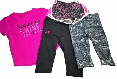 Under Armour Niñas 24m Conjunto Ropa Activa Incluye Camiseta Rosa Negro Estampado Leggings Foto 1 de 4