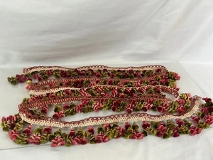 De Colección Precioso Borla Borla Rosa Vieira Cordón con Borlas Rosa y Verde 102" Largo - Imagen 1 de 6