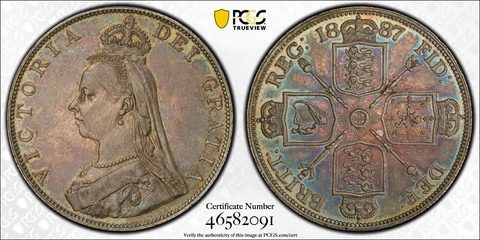1887 GREAT BRITAIN Double Florin S-3922 Roman I PCGS AU55 - Gorgeous! Cover