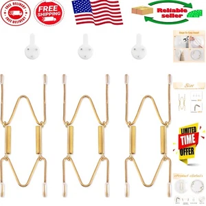 Elegant 3 Pack Invisible Plate Hangers for 4-5 Inch Art Plates - Gold Finish - Picture 1 of 9