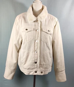 Next Chaqueta de Pana Crema, Cuello y Borde de Piel Sintética, Guata - Talla UK 20 - Imagen 1 de 21