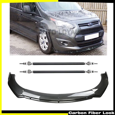 For Ford Transit Connect Carbon Fiber Style Front Bumper Lip Spoiler Body Kit - Image 1 of 4