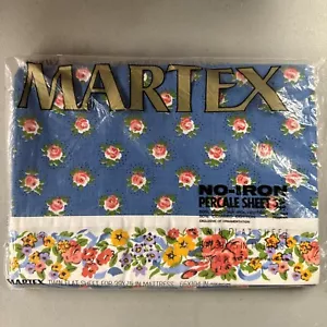 NOS Vintage Martex ROSE PROVINCIALI Doppio Lenzuolo Piatto Percalle West Point Pepperell - Foto 1 di 10