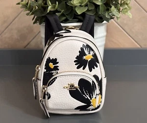 COACH CZ605 Mini Zaino Corte Borsa Charm Pelle di Ciottoli Stampa Floreale Portachiavi - Foto 1 di 9