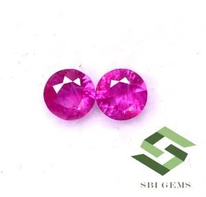 Certified Natural Ruby Round Diamond Cut Pair 3.50 mm 0.37 CTS Loose Gemstones - Picture 1 of 5