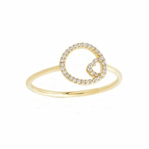 ORO 14K 0,19 CT. DIAMANTE GENUINO FORMA ÚNICA DELICADO ANILLO JOYERÍA FINA - Imagen 1 de 3